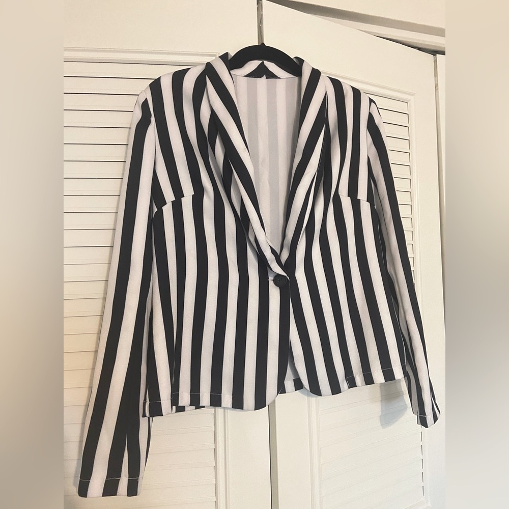 Black & White Striped Blazer